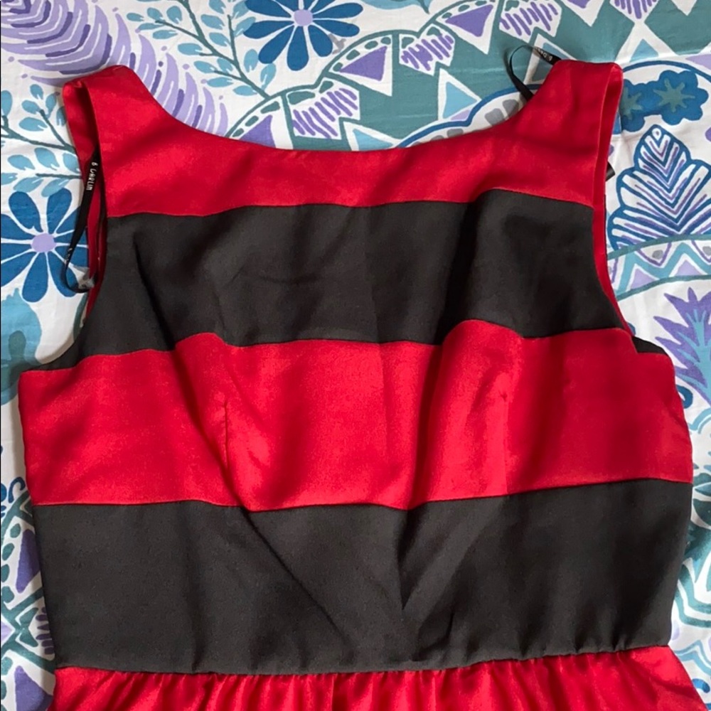 Red and blank striped dress